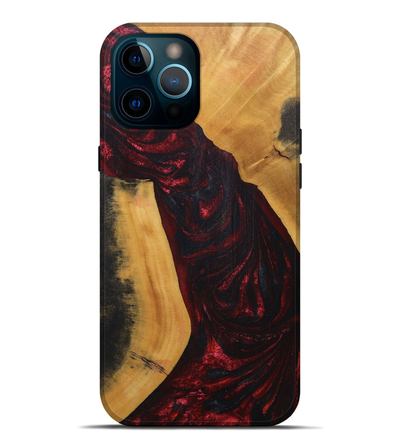 iPhone 12 Pro Max Wood+Resin Live Edge Phone Case - Wallace (Red, 691004)