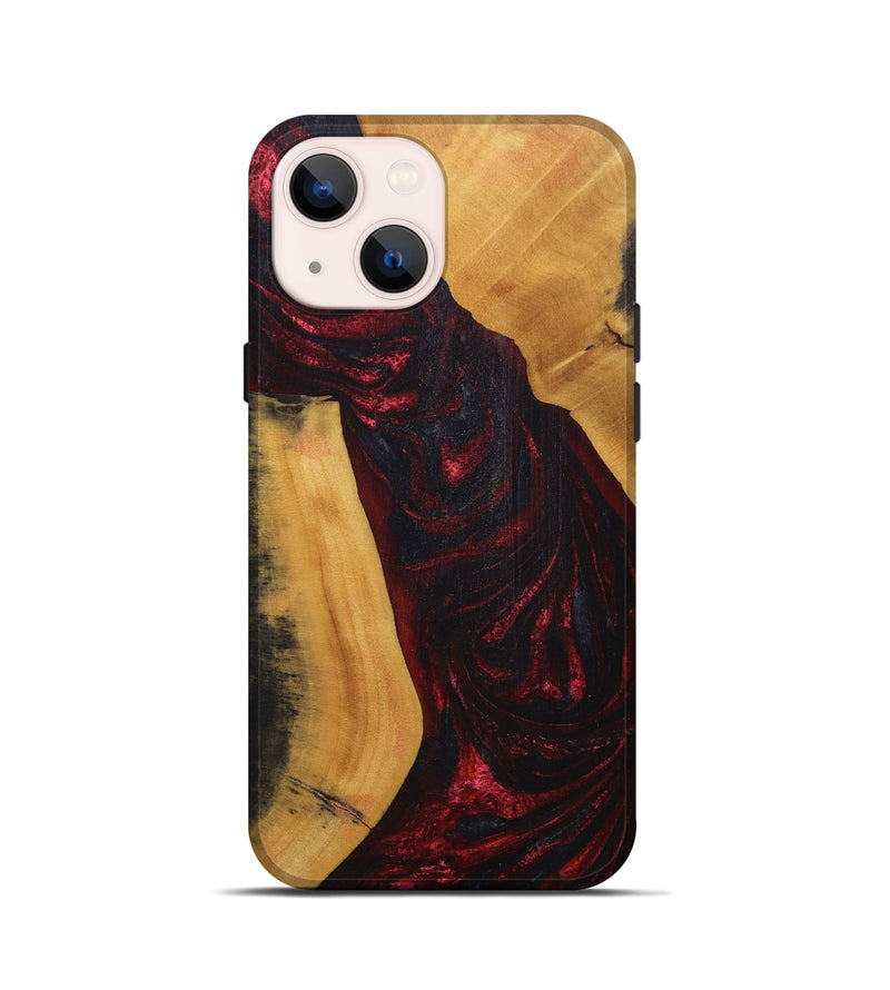 iPhone 13 mini Wood+Resin Live Edge Phone Case - Wallace (Red, 691004)