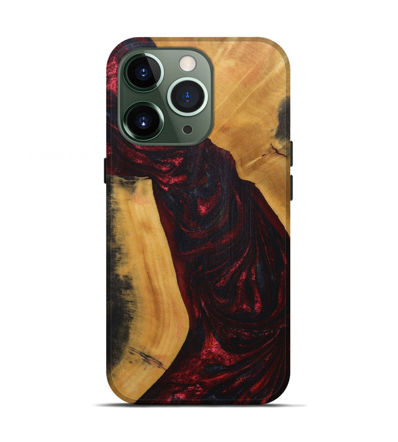 iPhone 13 Pro Wood+Resin Live Edge Phone Case - Wallace (Red, 691004)