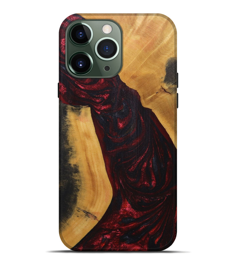 iPhone 13 Pro Max Wood+Resin Live Edge Phone Case - Wallace (Red, 691004)