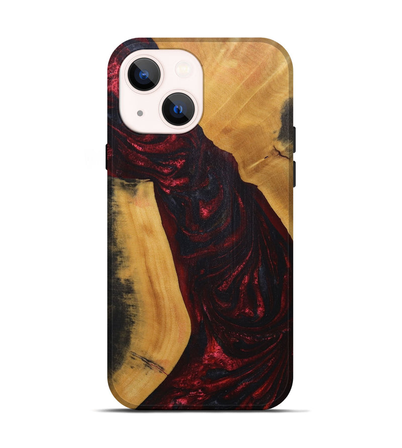 iPhone 14 Wood+Resin Live Edge Phone Case - Wallace (Red, 691004)