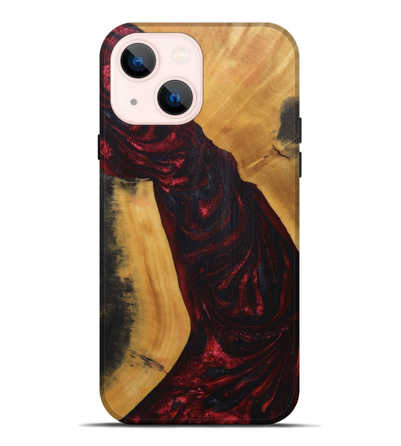 iPhone 14 Plus Wood+Resin Live Edge Phone Case - Wallace (Red, 691004)