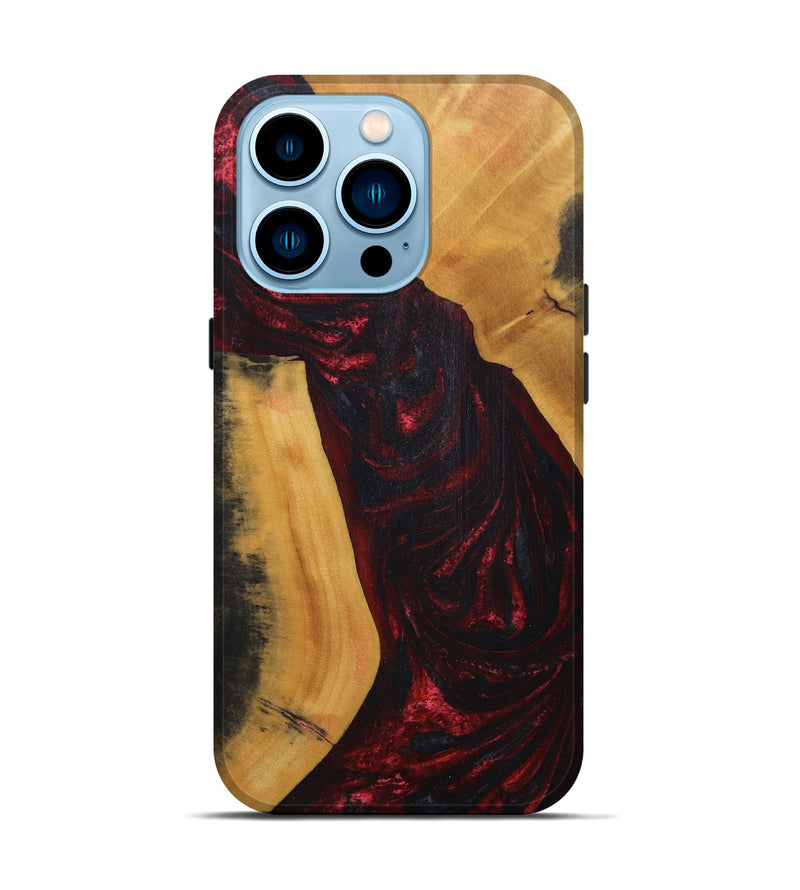 iPhone 14 Pro Wood+Resin Live Edge Phone Case - Wallace (Red, 691004)