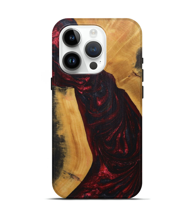 iPhone 15 Pro Wood+Resin Live Edge Phone Case - Wallace (Red, 691004)