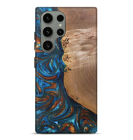 Galaxy S23 Ultra Wood+Resin Live Edge Phone Case - Edwin (Teal & Gold, 691011)