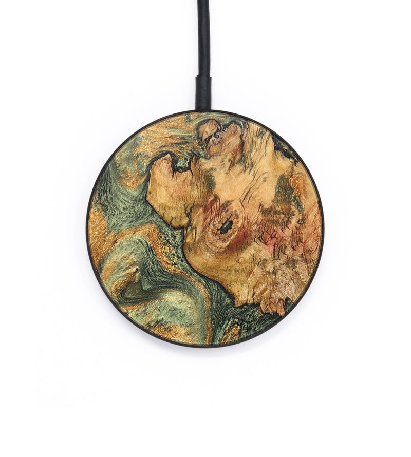 Circle Wood+Resin Wireless Charger - Lucas (Teal & Gold, 691054)