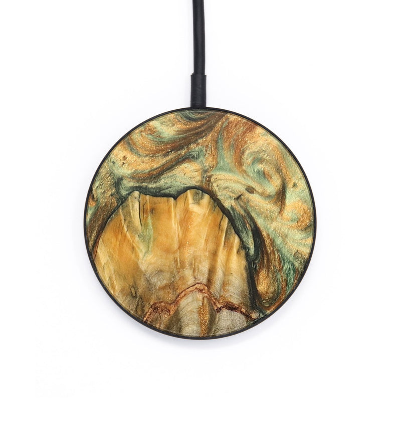 Circle Wood+Resin Wireless Charger - Giovanni (Teal & Gold, 691055)
