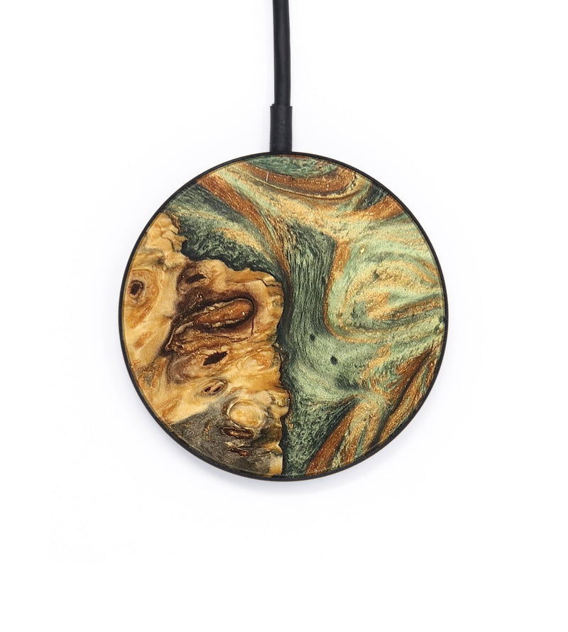 Circle Wood+Resin Wireless Charger - Bentley (Teal & Gold, 691056)