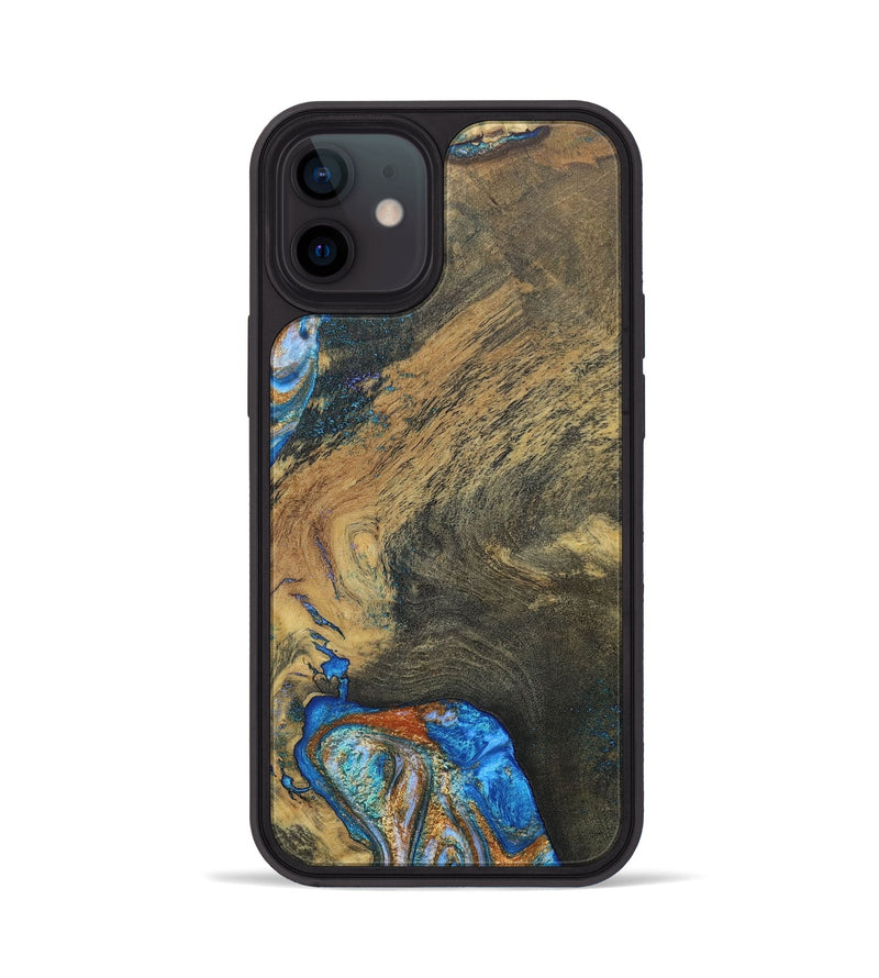 iPhone 12 ResinArt Phone Case - Maeve (Teal & Gold, 691182)