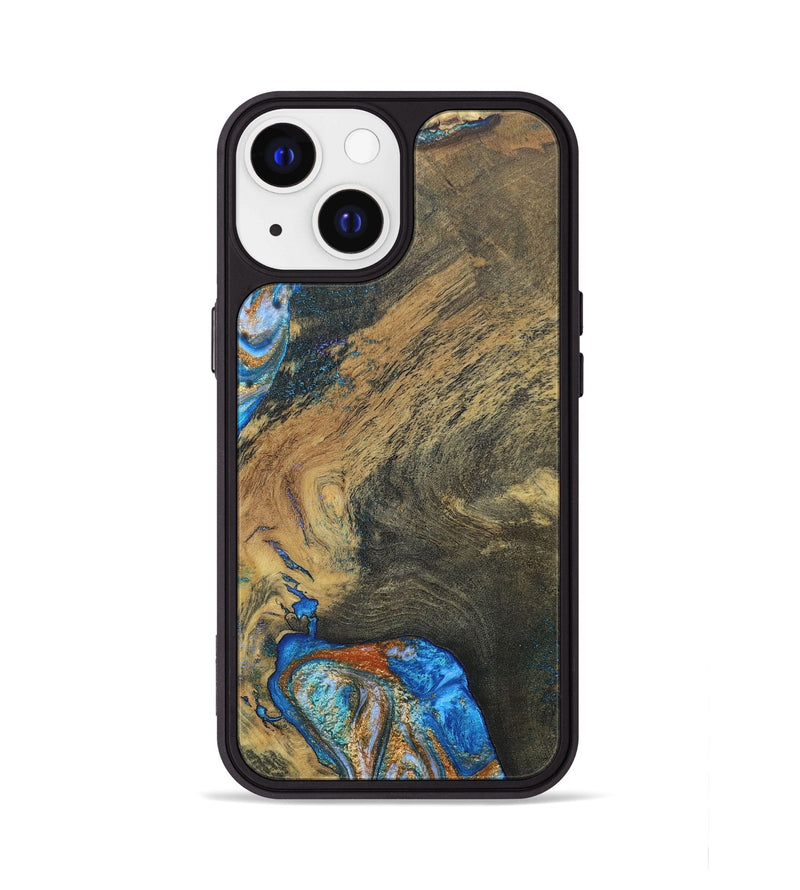 iPhone 13 ResinArt Phone Case - Maeve (Teal & Gold, 691182)