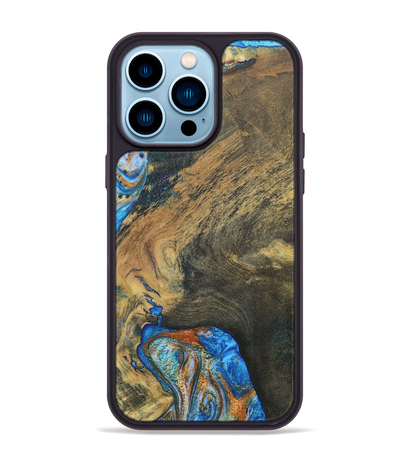 iPhone 14 Pro Max ResinArt Phone Case - Maeve (Teal & Gold, 691182)