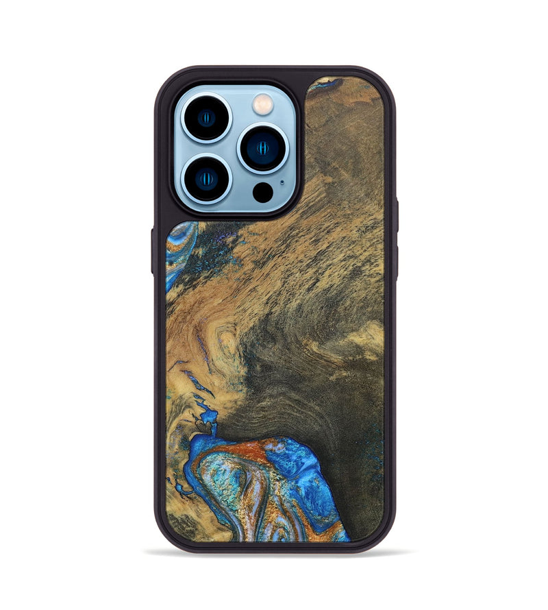 iPhone 14 Pro ResinArt Phone Case - Maeve (Teal & Gold, 691182)