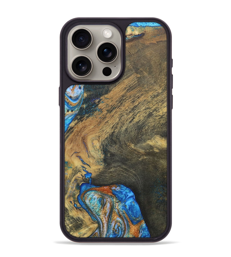 iPhone 15 Pro Max ResinArt Phone Case - Maeve (Teal & Gold, 691182)