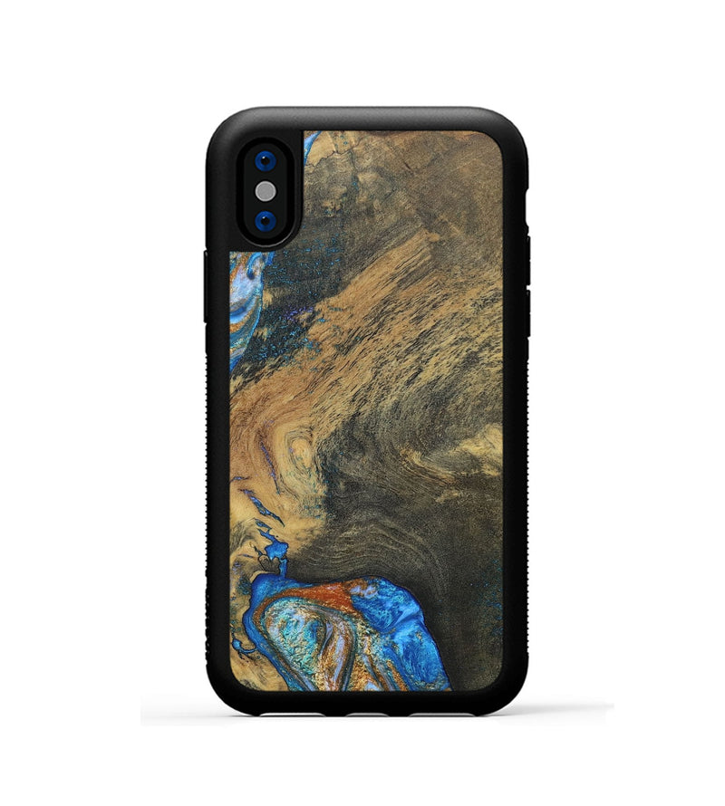 iPhone Xs ResinArt Phone Case - Maeve (Teal & Gold, 691182)