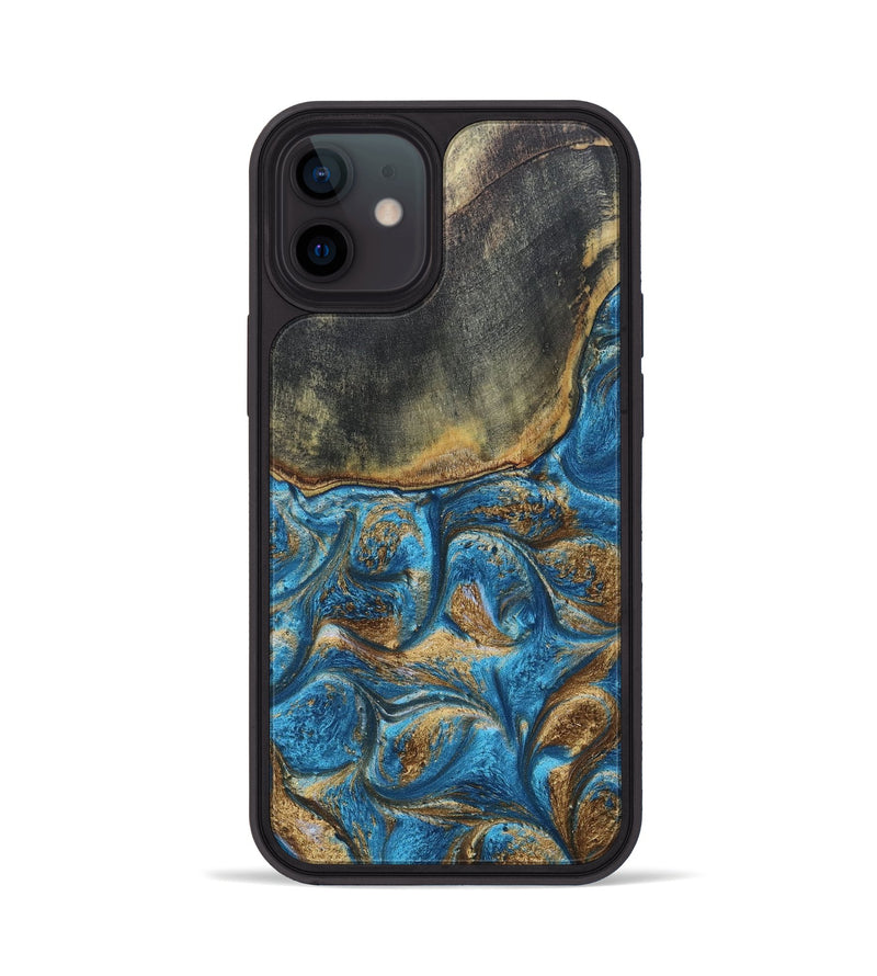 iPhone 12 ResinArt Phone Case - Arnold (Teal & Gold, 691189)