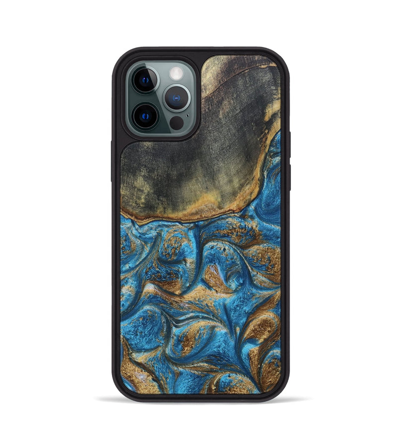 iPhone 12 Pro ResinArt Phone Case - Arnold (Teal & Gold, 691189)