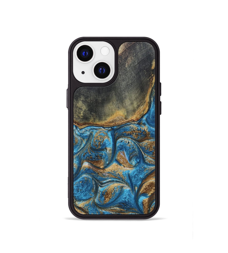 iPhone 13 mini ResinArt Phone Case - Arnold (Teal & Gold, 691189)