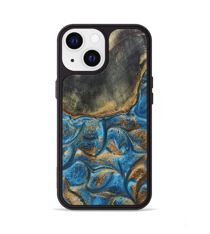 iPhone 13 ResinArt Phone Case - Arnold (Teal & Gold, 691189)