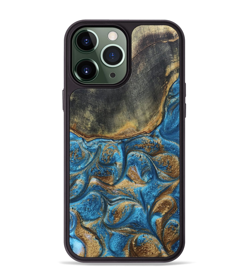iPhone 13 Pro Max ResinArt Phone Case - Arnold (Teal & Gold, 691189)
