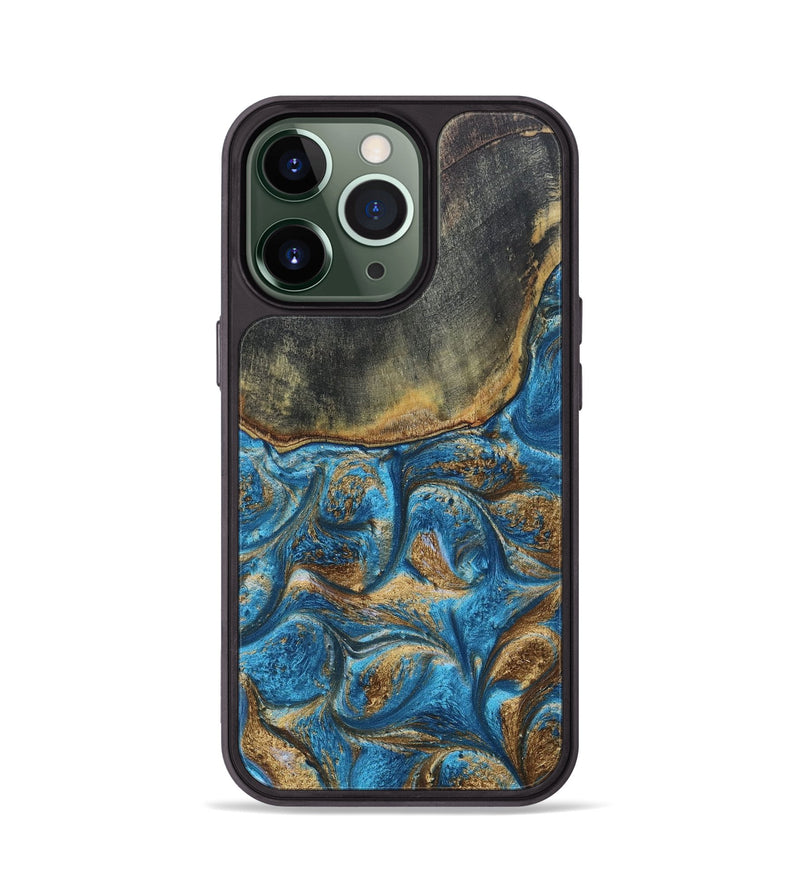 iPhone 13 Pro ResinArt Phone Case - Arnold (Teal & Gold, 691189)