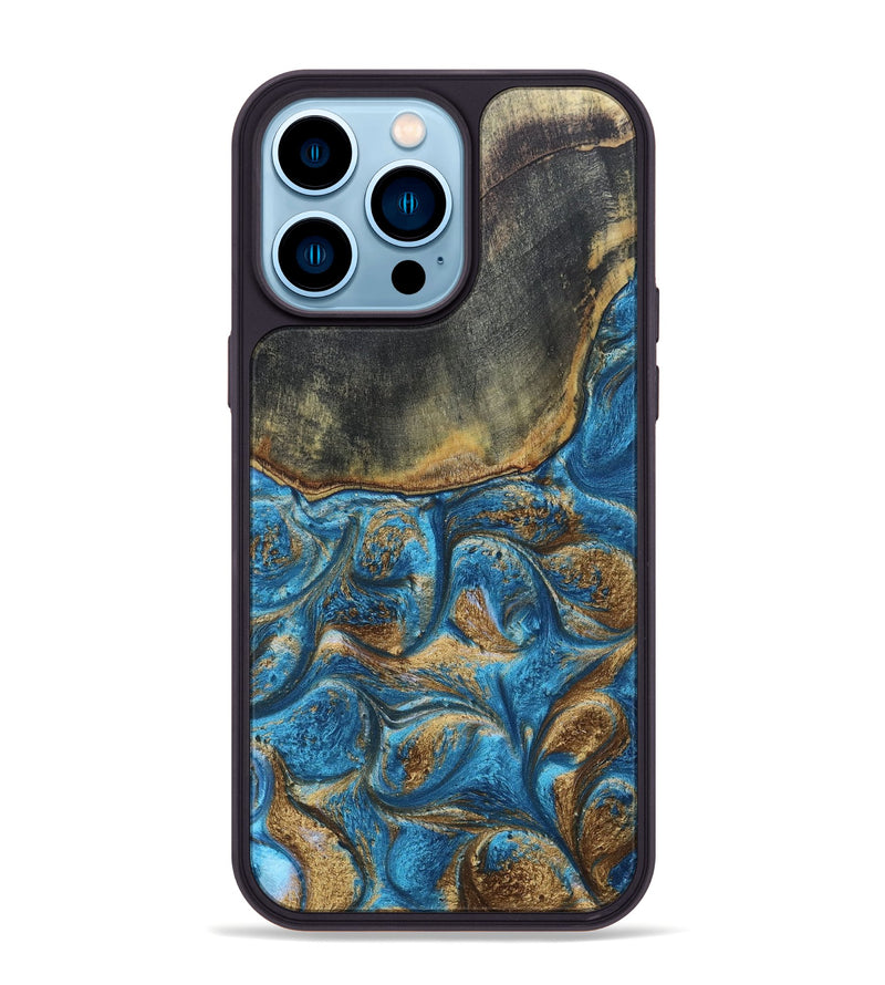 iPhone 14 Pro Max ResinArt Phone Case - Arnold (Teal & Gold, 691189)