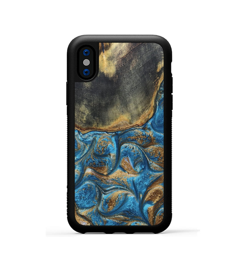 iPhone Xs ResinArt Phone Case - Arnold (Teal & Gold, 691189)