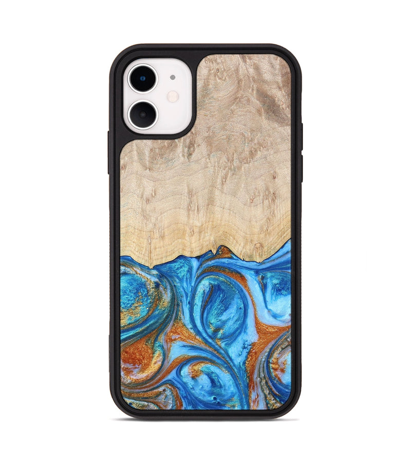 iPhone 11 ResinArt Phone Case - Mindy (Teal & Gold, 691195)