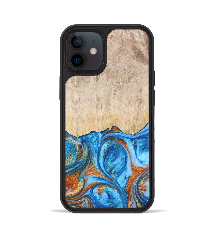iPhone 12 ResinArt Phone Case - Mindy (Teal & Gold, 691195)