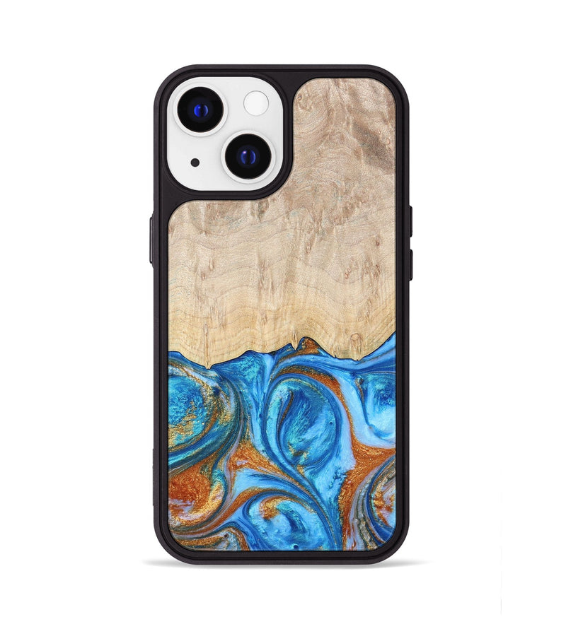 iPhone 13 ResinArt Phone Case - Mindy (Teal & Gold, 691195)