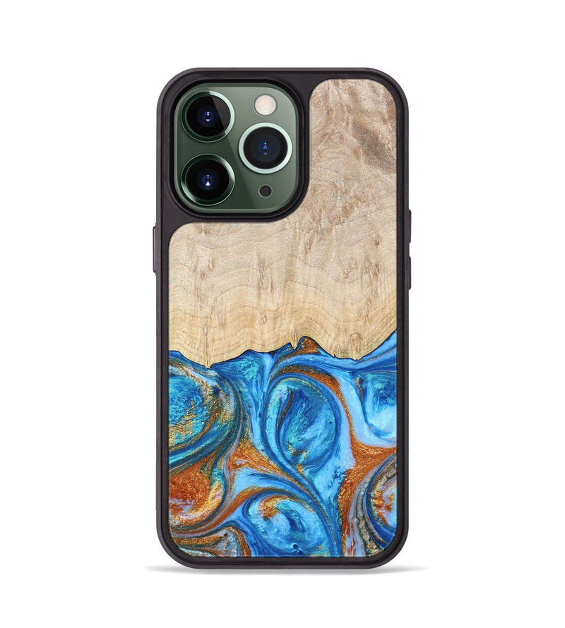 iPhone 13 Pro ResinArt Phone Case - Mindy (Teal & Gold, 691195)