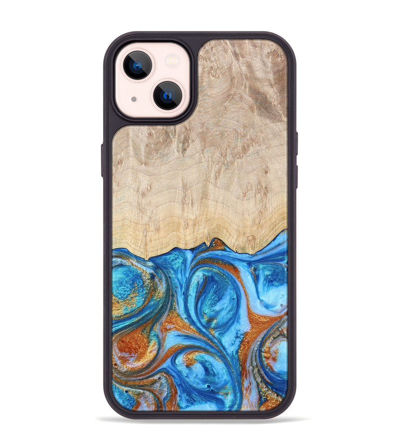 iPhone 14 Plus ResinArt Phone Case - Mindy (Teal & Gold, 691195)