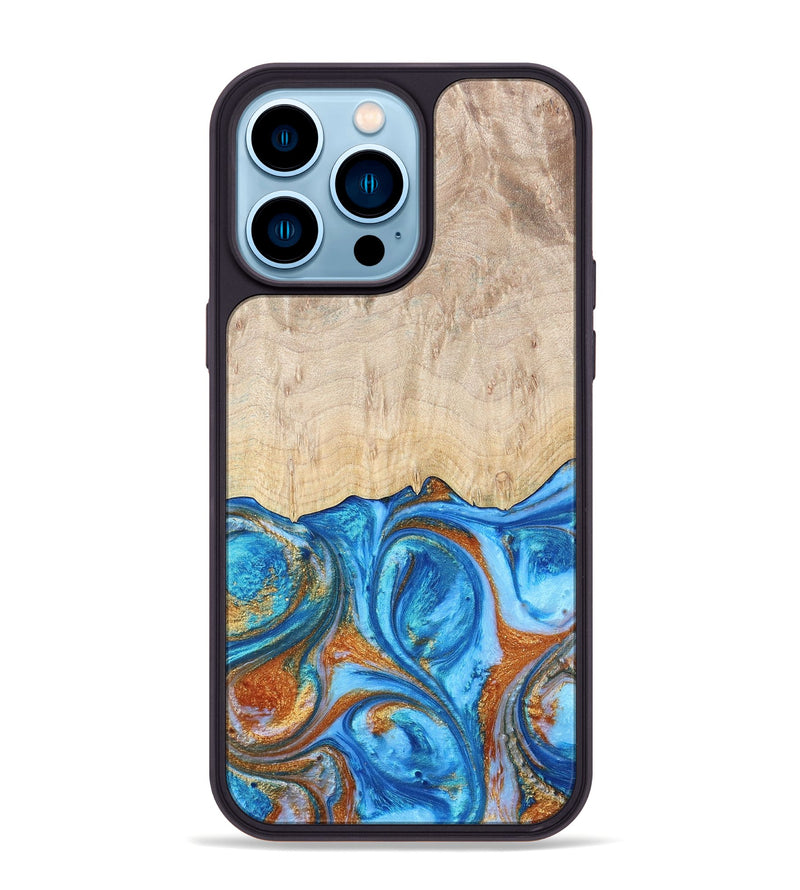 iPhone 14 Pro Max ResinArt Phone Case - Mindy (Teal & Gold, 691195)