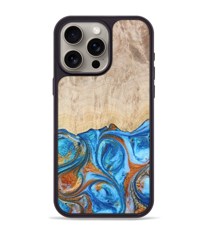 iPhone 15 Pro Max ResinArt Phone Case - Mindy (Teal & Gold, 691195)
