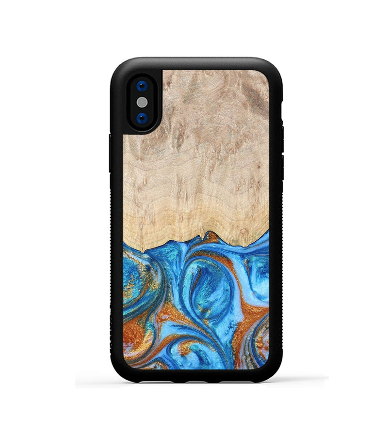 iPhone Xs ResinArt Phone Case - Mindy (Teal & Gold, 691195)