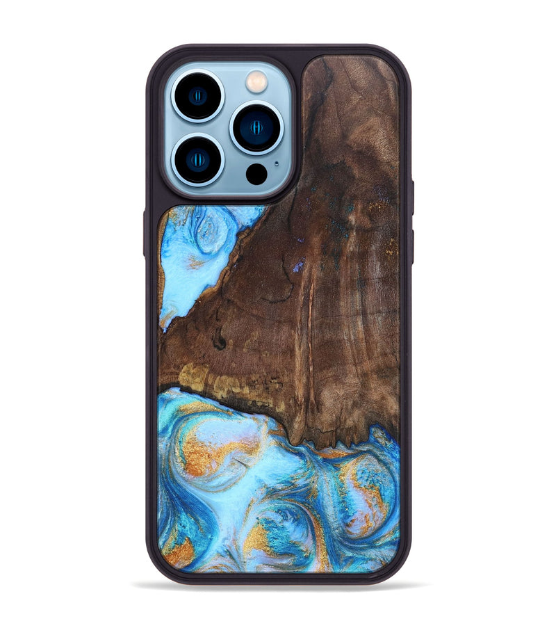 iPhone 14 Pro Max ResinArt Phone Case - Jessie (Teal & Gold, 691197)