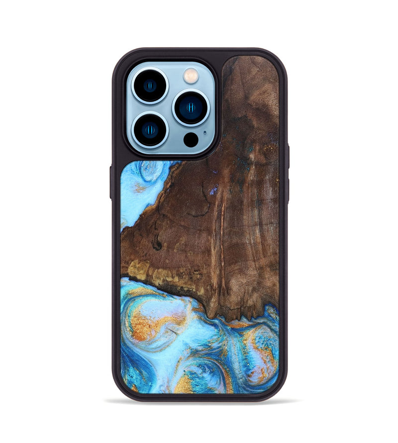iPhone 14 Pro ResinArt Phone Case - Jessie (Teal & Gold, 691197)