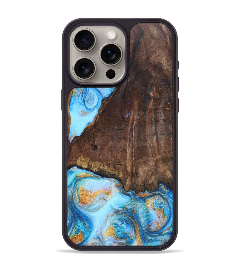 iPhone 15 Pro Max ResinArt Phone Case - Jessie (Teal & Gold, 691197)