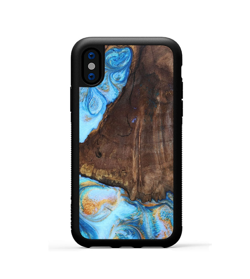 iPhone Xs ResinArt Phone Case - Jessie (Teal & Gold, 691197)