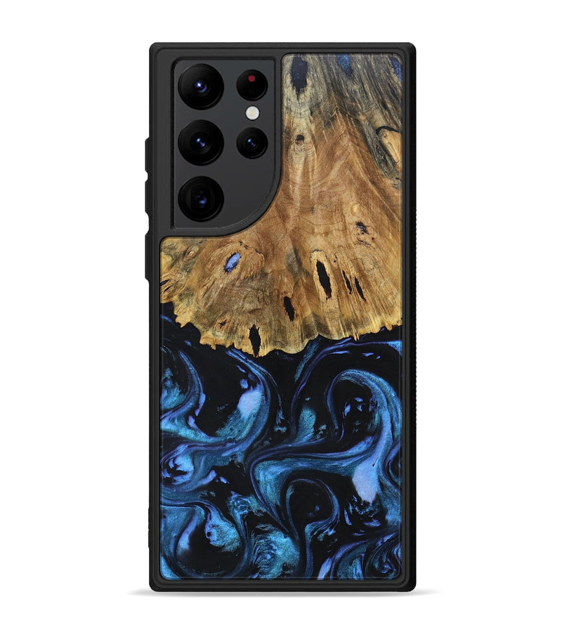 Galaxy S22 Ultra Wood+Resin Phone Case - Josue (Blue, 691242)