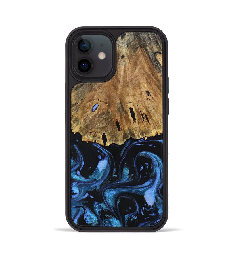 iPhone 12 Wood+Resin Phone Case - Josue (Blue, 691242)