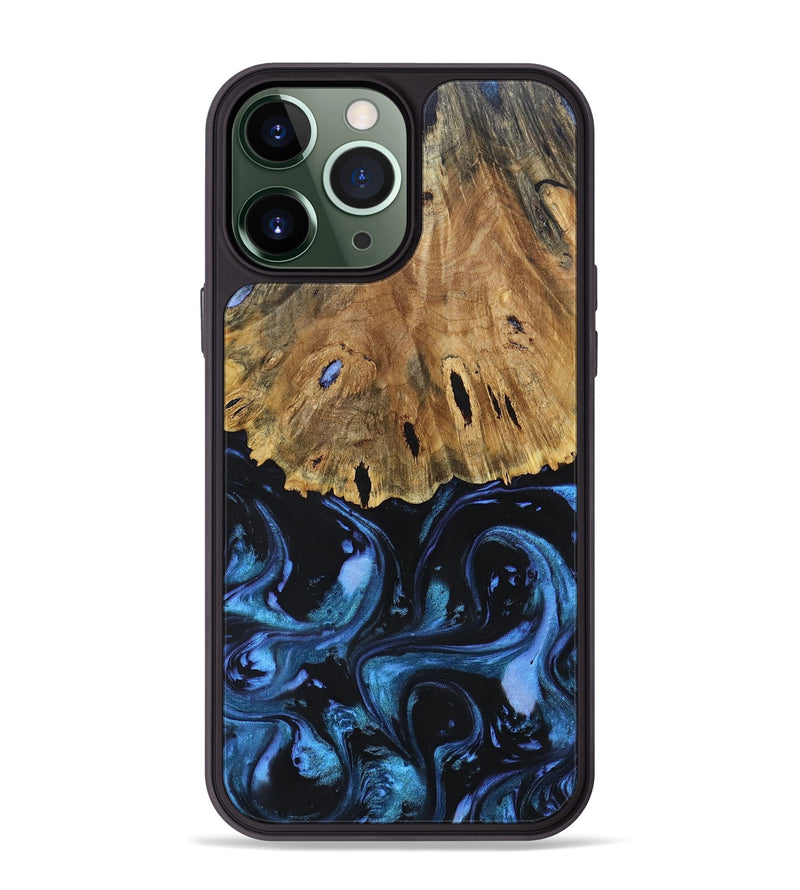 iPhone 13 Pro Max Wood+Resin Phone Case - Josue (Blue, 691242)