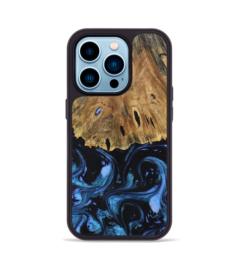 iPhone 14 Pro Wood+Resin Phone Case - Josue (Blue, 691242)