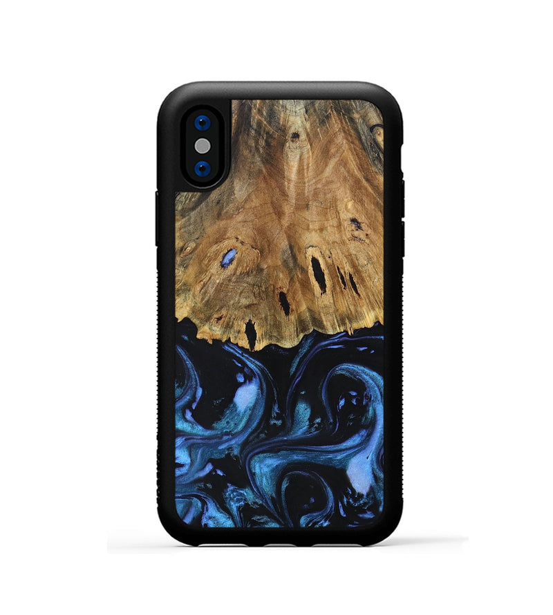 iPhone Xs Wood+Resin Phone Case - Josue (Blue, 691242)