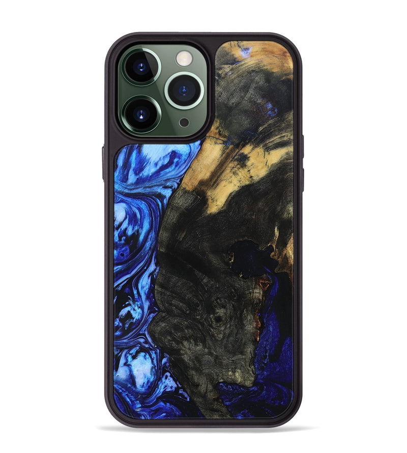 iPhone 13 Pro Max Wood+Resin Phone Case - Meredith (Blue, 691256)