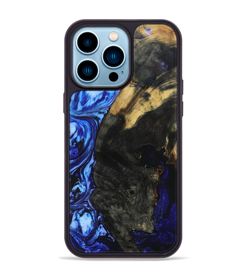 iPhone 14 Pro Max Wood+Resin Phone Case - Meredith (Blue, 691256)