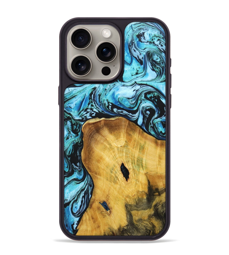 iPhone 15 Pro Max Wood+Resin Phone Case - Gregory (Blue, 691260)