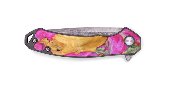 EDC Wood+Resin Pocket Knife - Mable (Teal & Gold, 691407)