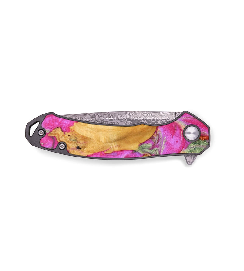 EDC Wood+Resin Pocket Knife - Mable (Teal & Gold, 691407)