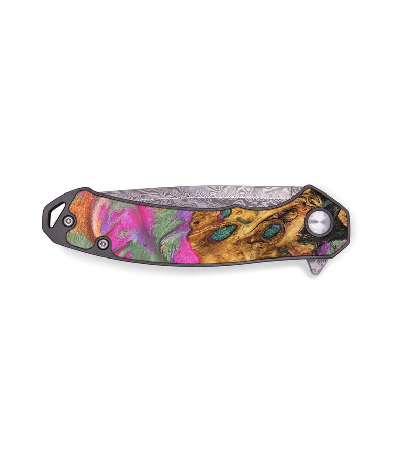 EDC Wood+Resin Pocket Knife - Toni (Teal & Gold, 691408)