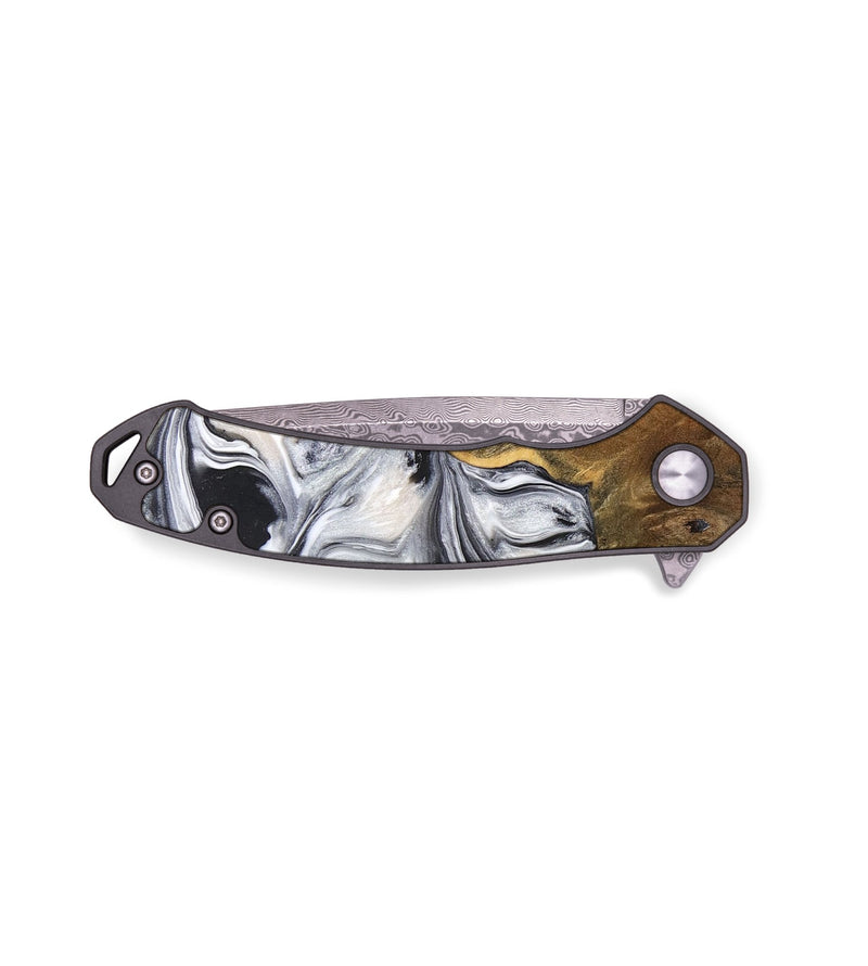EDC Wood+Resin Pocket Knife - Rafael (Black & White, 691427)